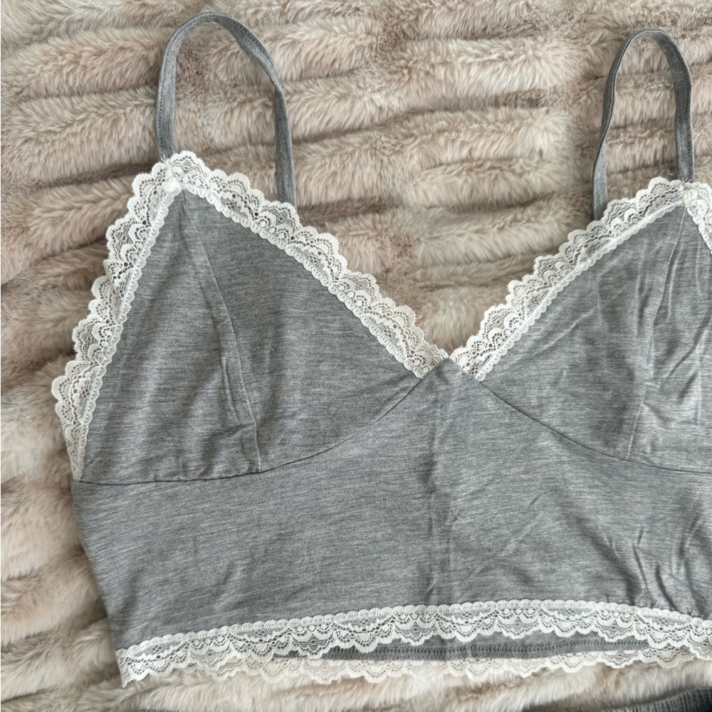 superdown Grey Lace-Trim Sleep Short Set - Picture 3 of 4